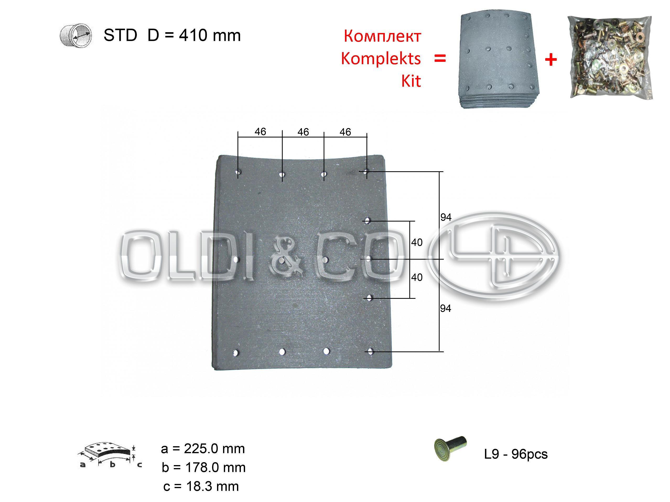 11.037.00280 Детали тормозной системы → Комплект накладок на барабанные тормоза