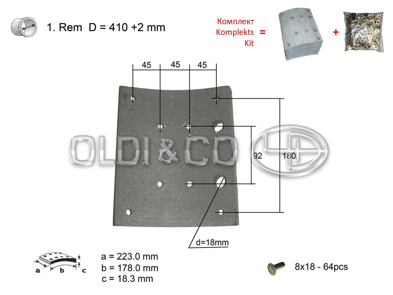 11.037.01046 Brake system → Brake lining kit
