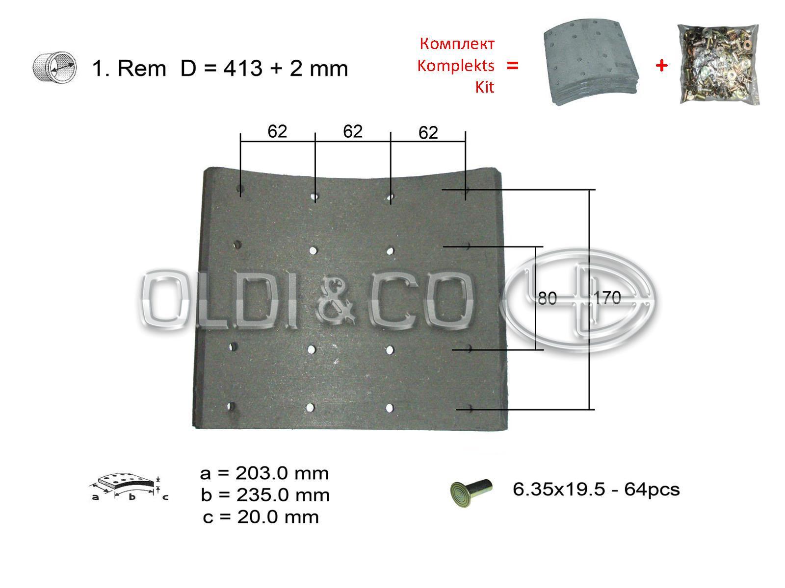 11.037.01048 Bremžu sistēmas detaļas → Bremžu uzliku komplekts