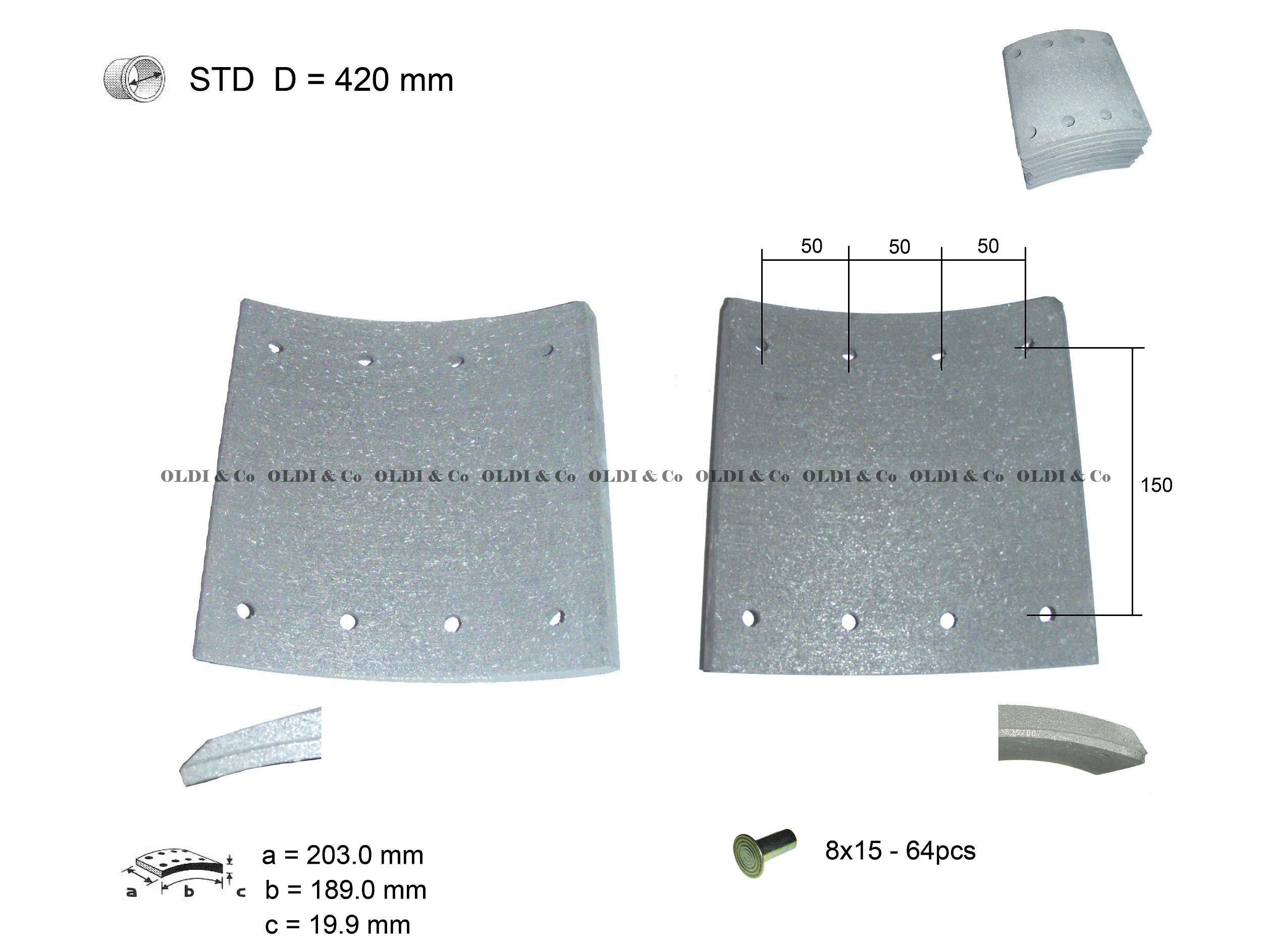 11.037.10845 Детали тормозной системы → Комплект накладок на барабанные тормоза
