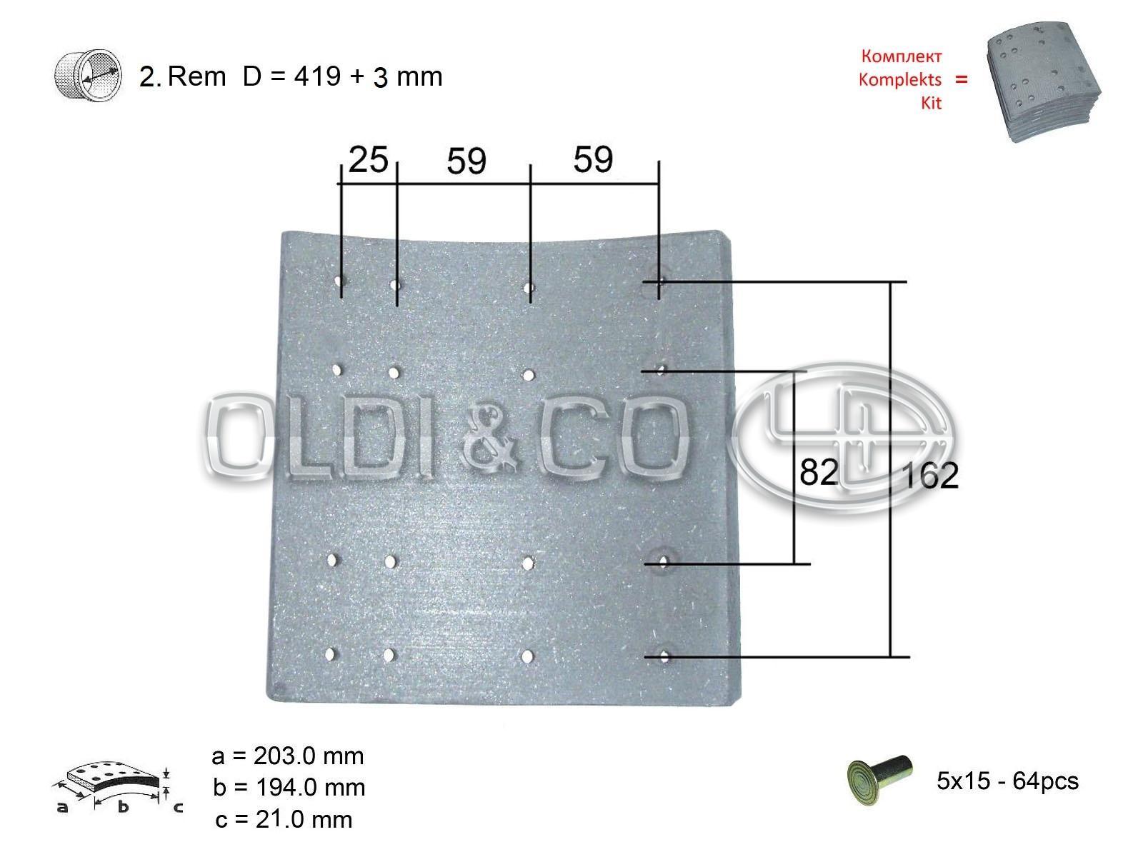 11.037.23460 Детали тормозной системы → Комплект накладок на барабанные тормоза