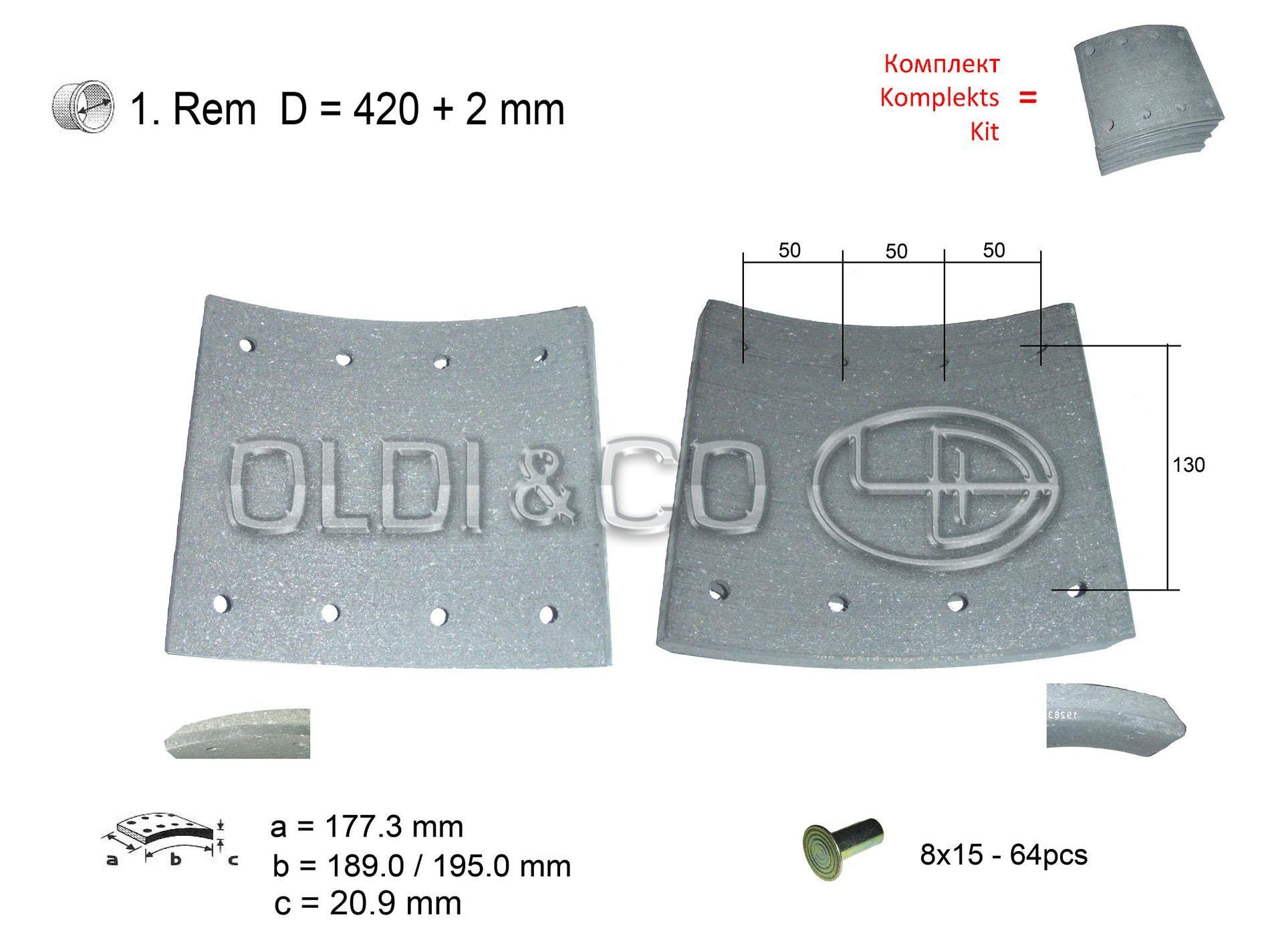 11.037.23463 Детали тормозной системы → Комплект накладок на барабанные тормоза
