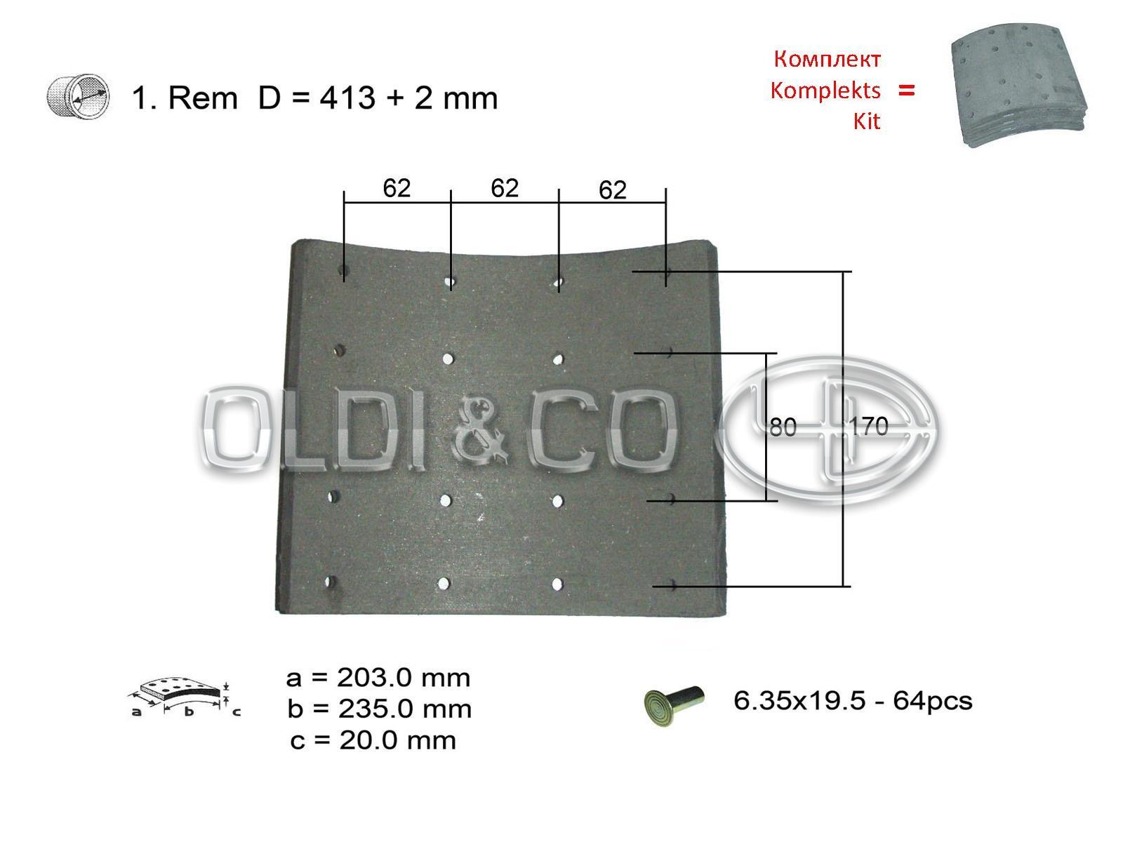 11.037.23476 Bremžu sistēmas detaļas → Bremžu uzliku komplekts