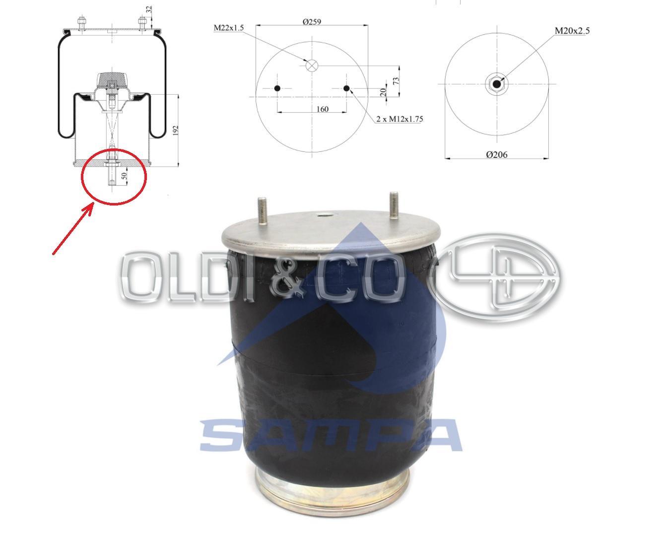 14.009.30131 Airsprings → Air spring (with flange)