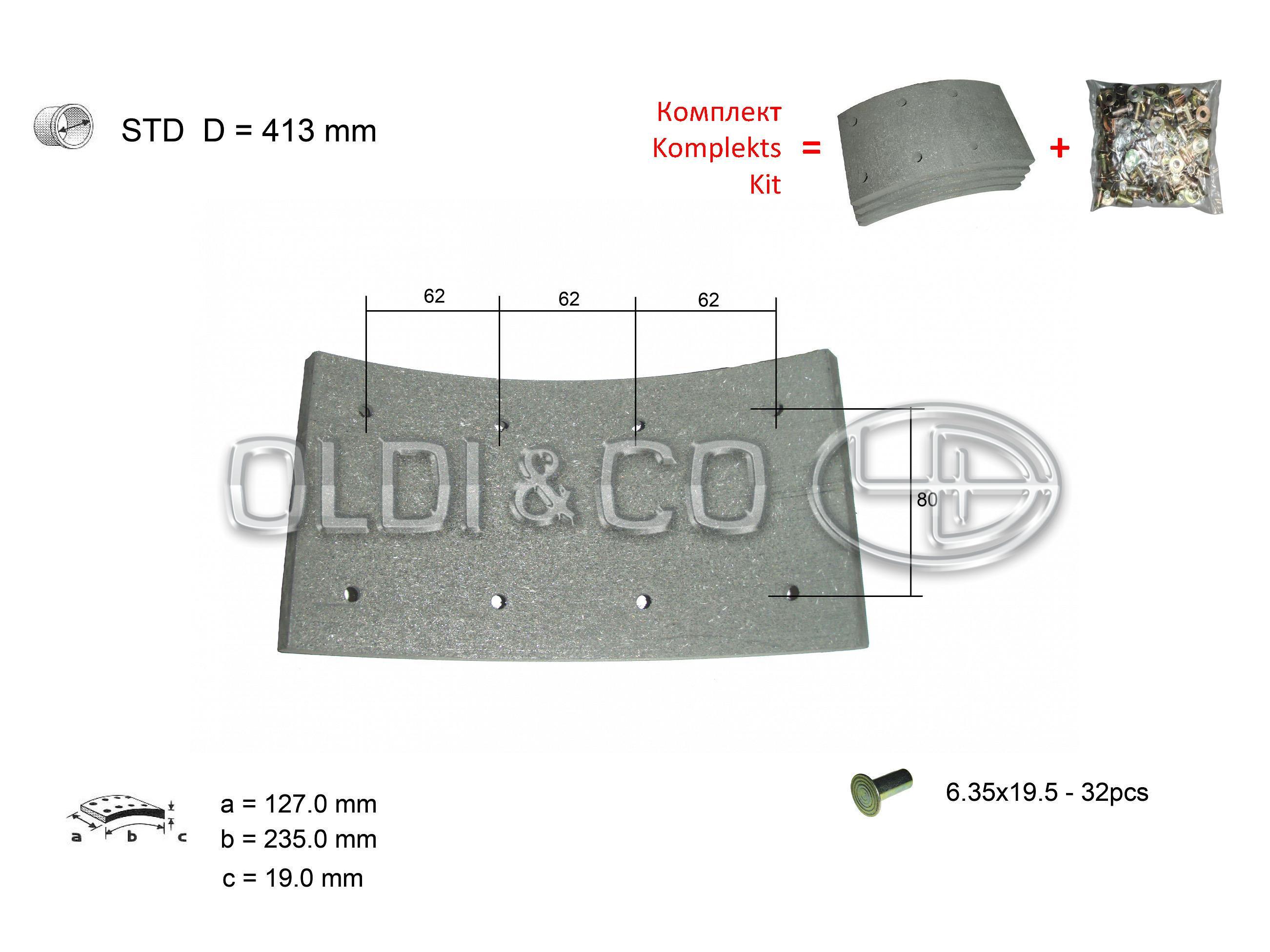 11.037.03577 Детали тормозной системы → Комплект накладок на барабанные тормоза
