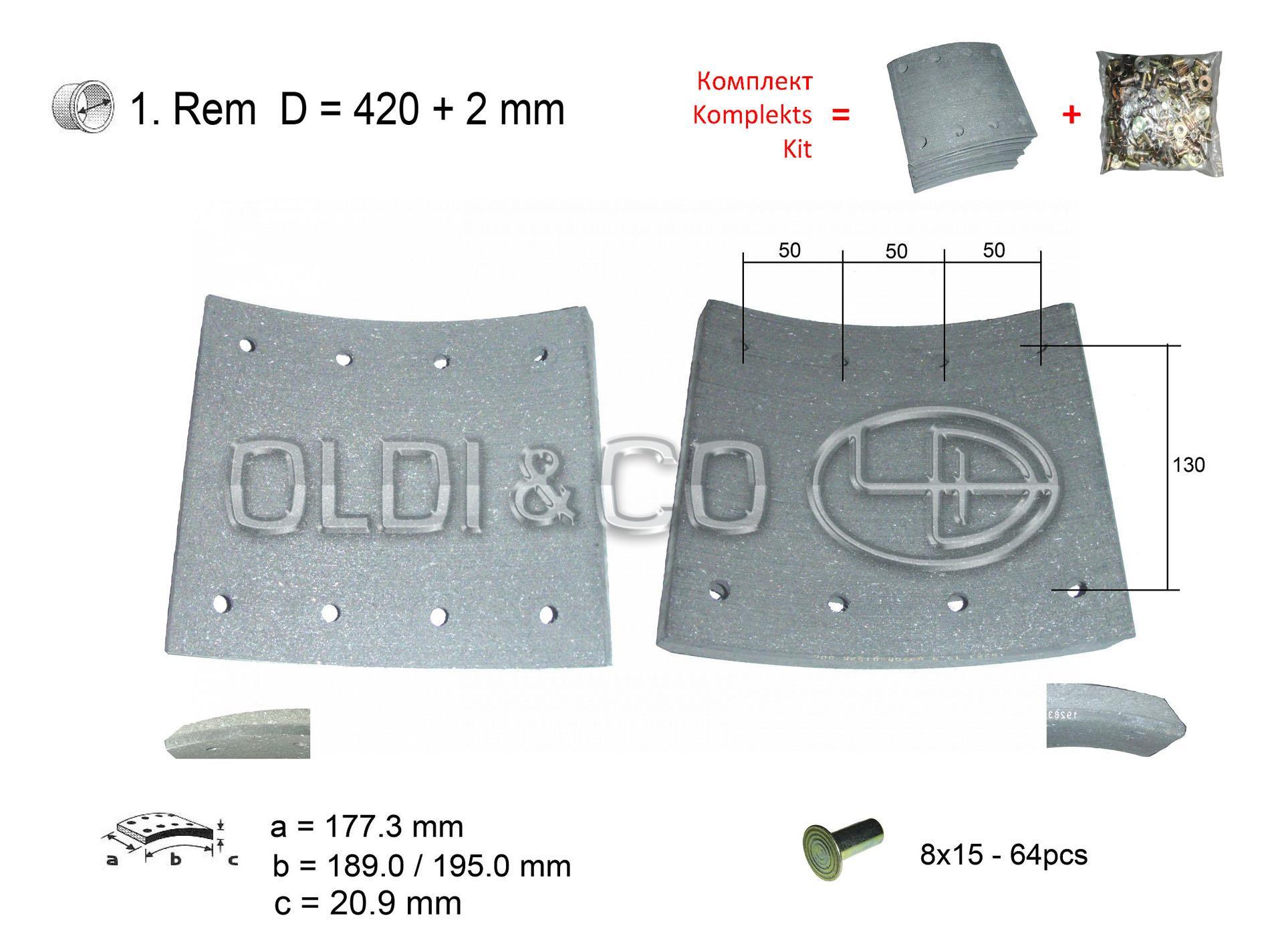 11.037.06053 Детали тормозной системы → Комплект накладок на барабанные тормоза