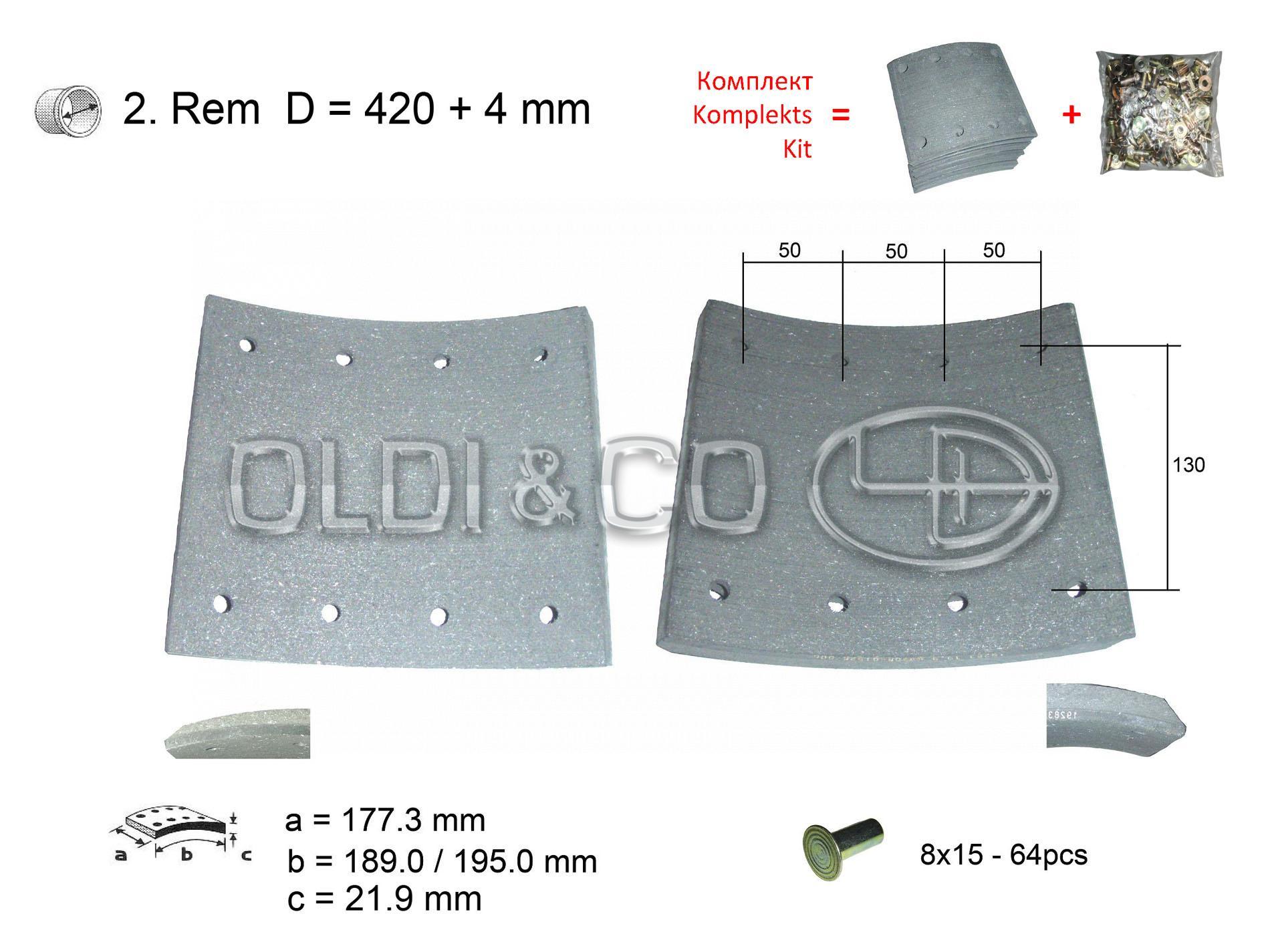 11.037.06054 Детали тормозной системы → Комплект накладок на барабанные тормоза