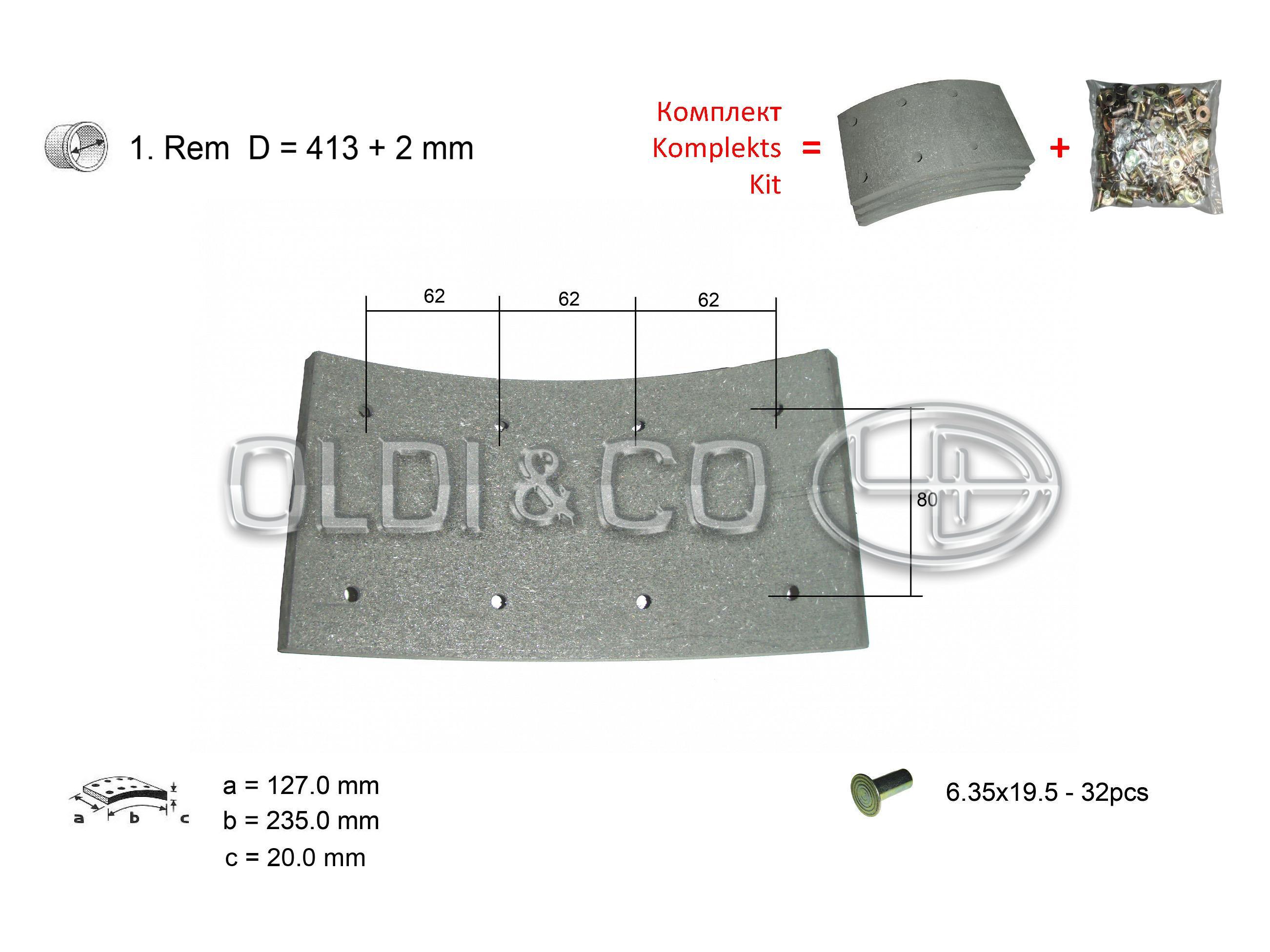 11.037.09333 Детали тормозной системы → Комплект накладок на барабанные тормоза